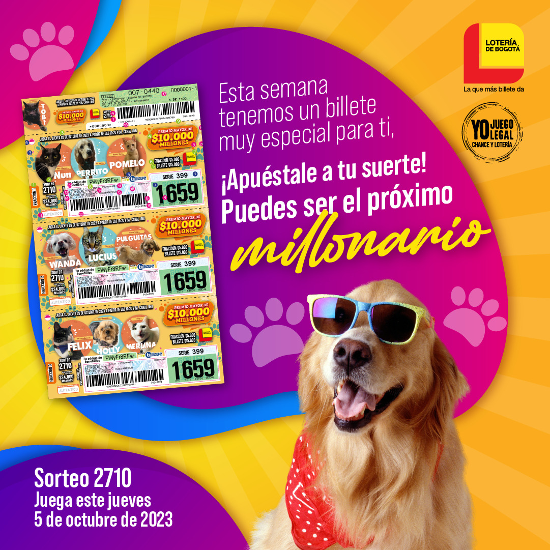 Sorteo 05 de Octubre- mascotas - Lotería de Bogotá