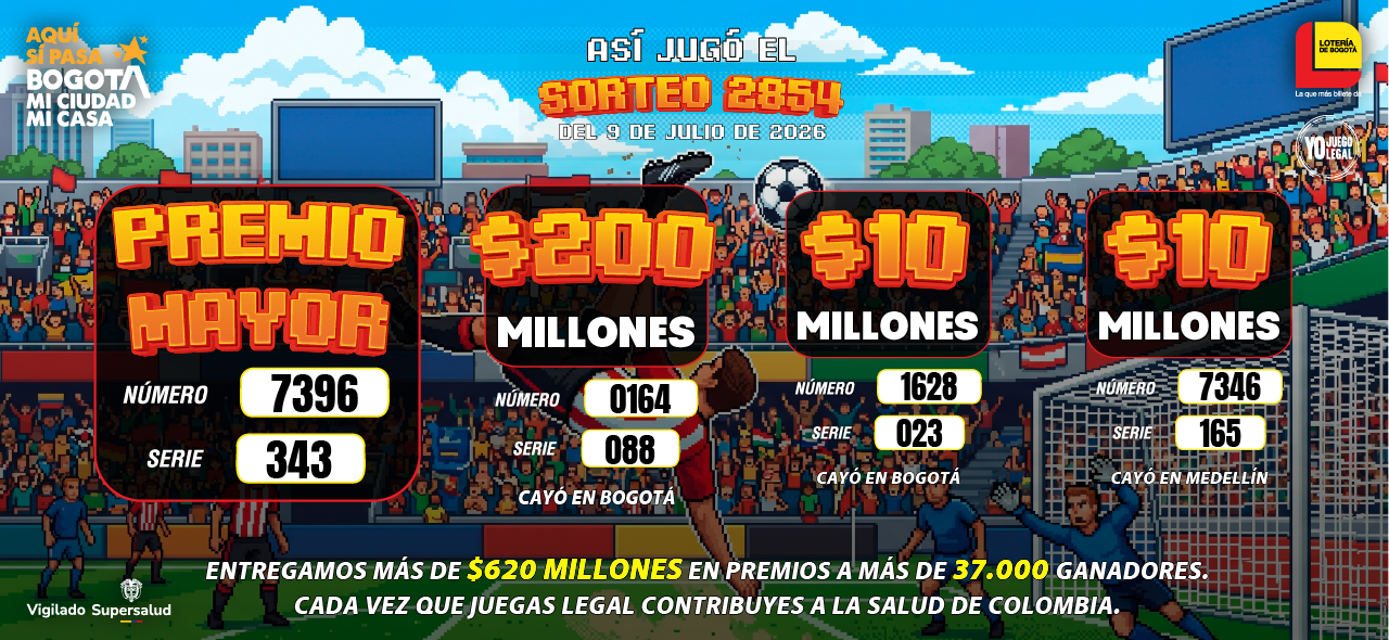 Resultado de ganadores del ultimo sorteo de la Lotería de bogotá