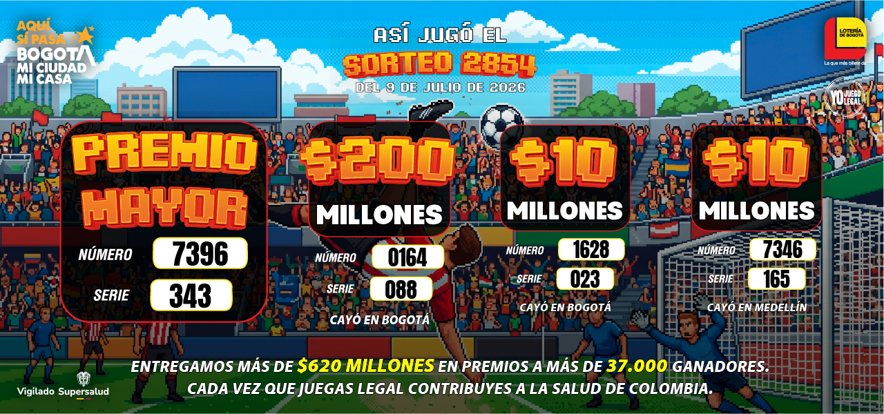 Resultado de ganadores del ultimo sorteo de la Lotería de bogotá
