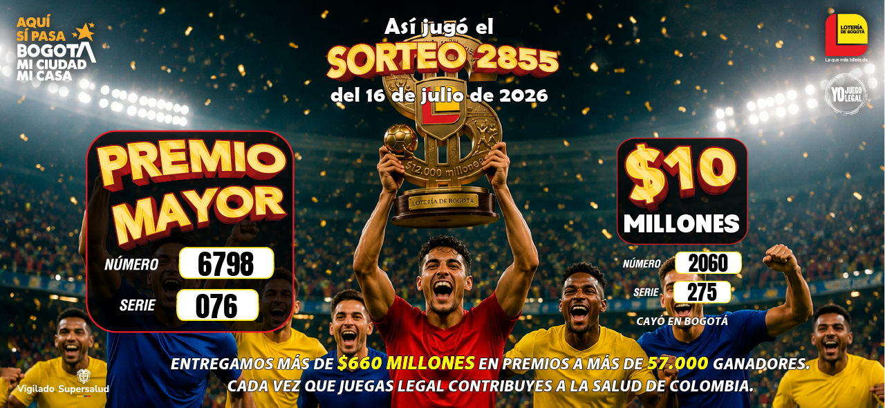 Resultado de ganadores del ultimo sorteo de la Lotería de Bogotá