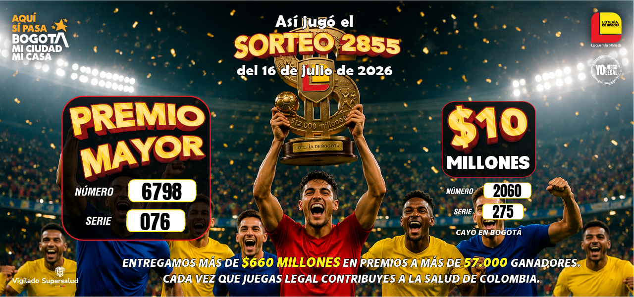 Resultado de ganadores del ultimo sorteo de la Lotería de Bogotá