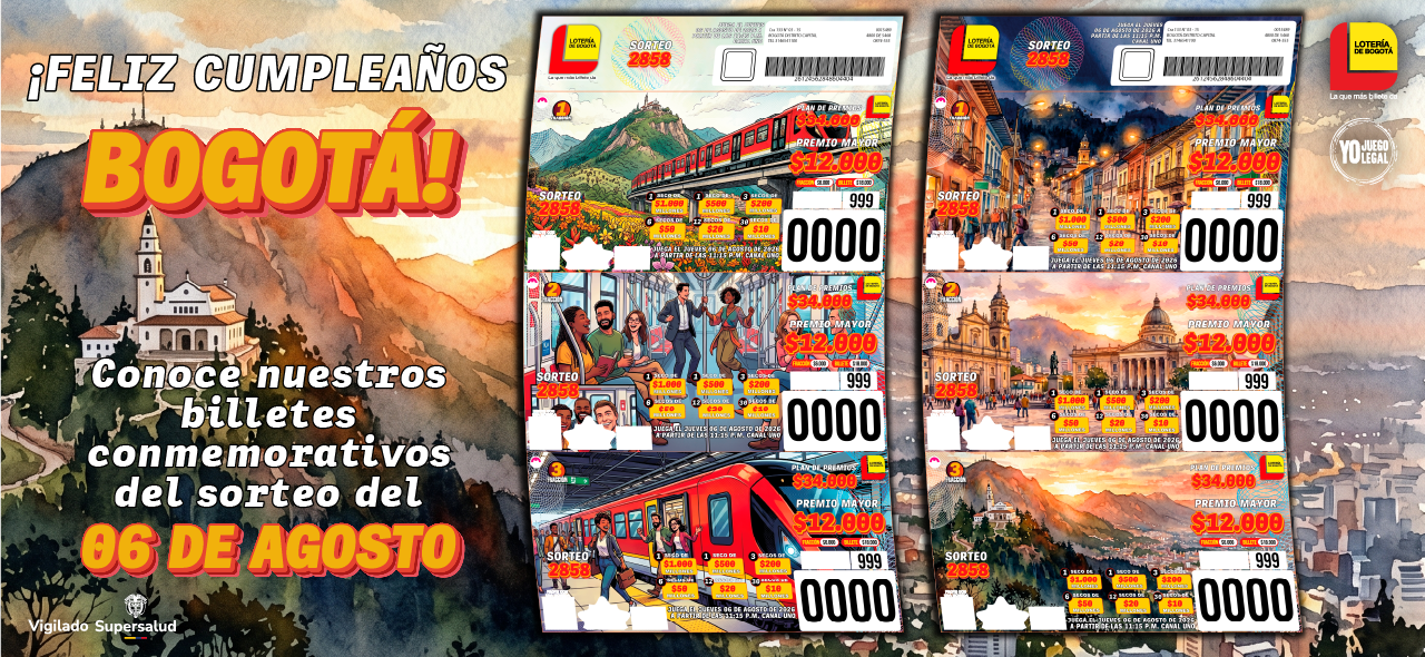Conoce el billete del próximo sorteo de la Lotería de Bogotá