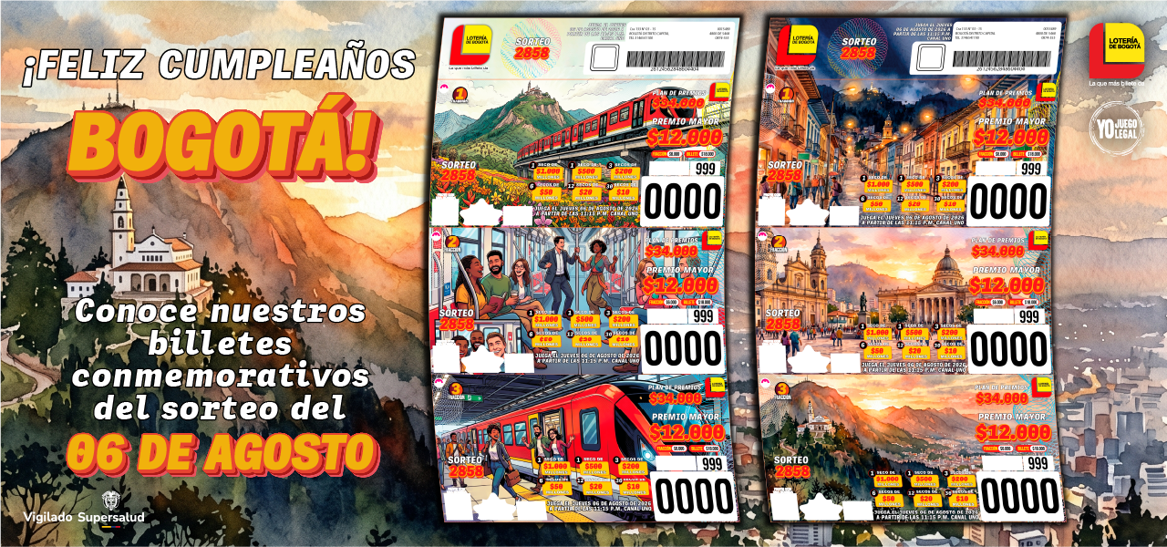 Conoce el billete del próximo sorteo de la Lotería de Bogotá