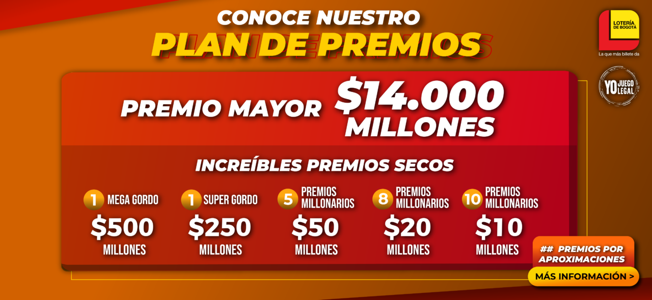 PLAN DE PREMIOS DE LA LOTERÍA DE BOGOTÁ.