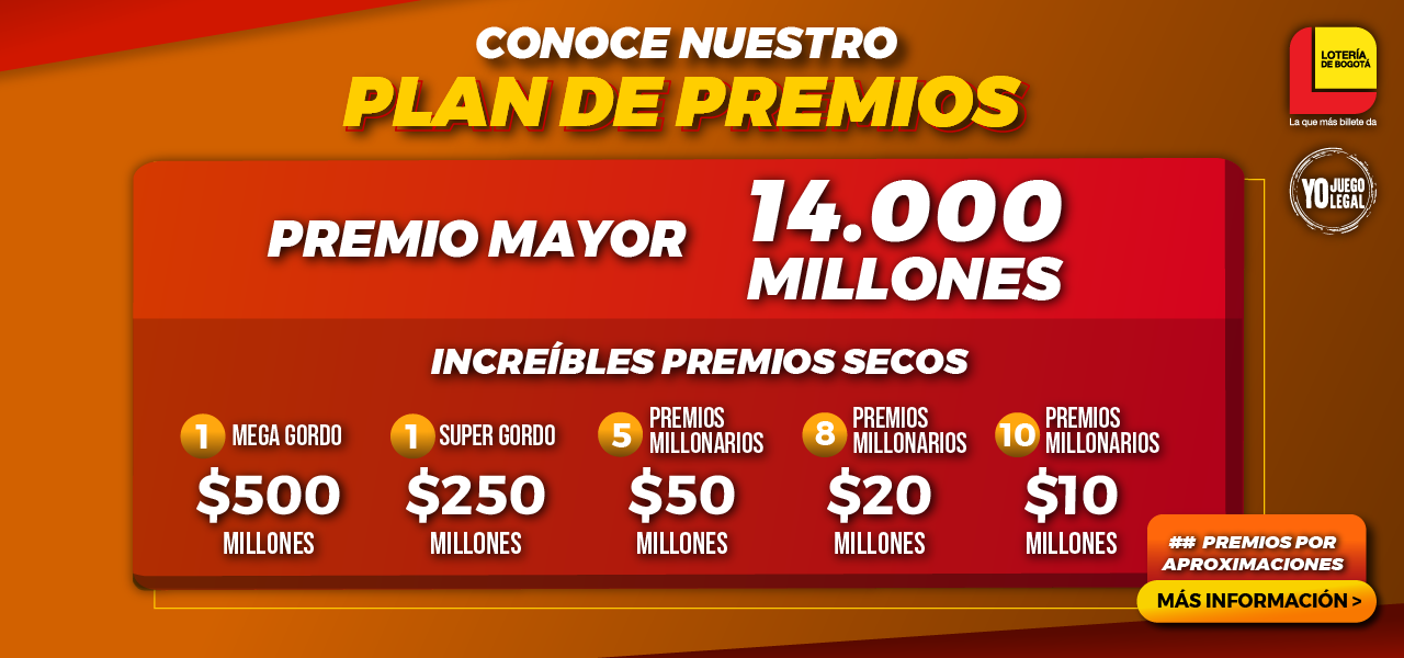 PLAN DE PREMIOS DE LA LOTERÍA DE BOGOTÁ